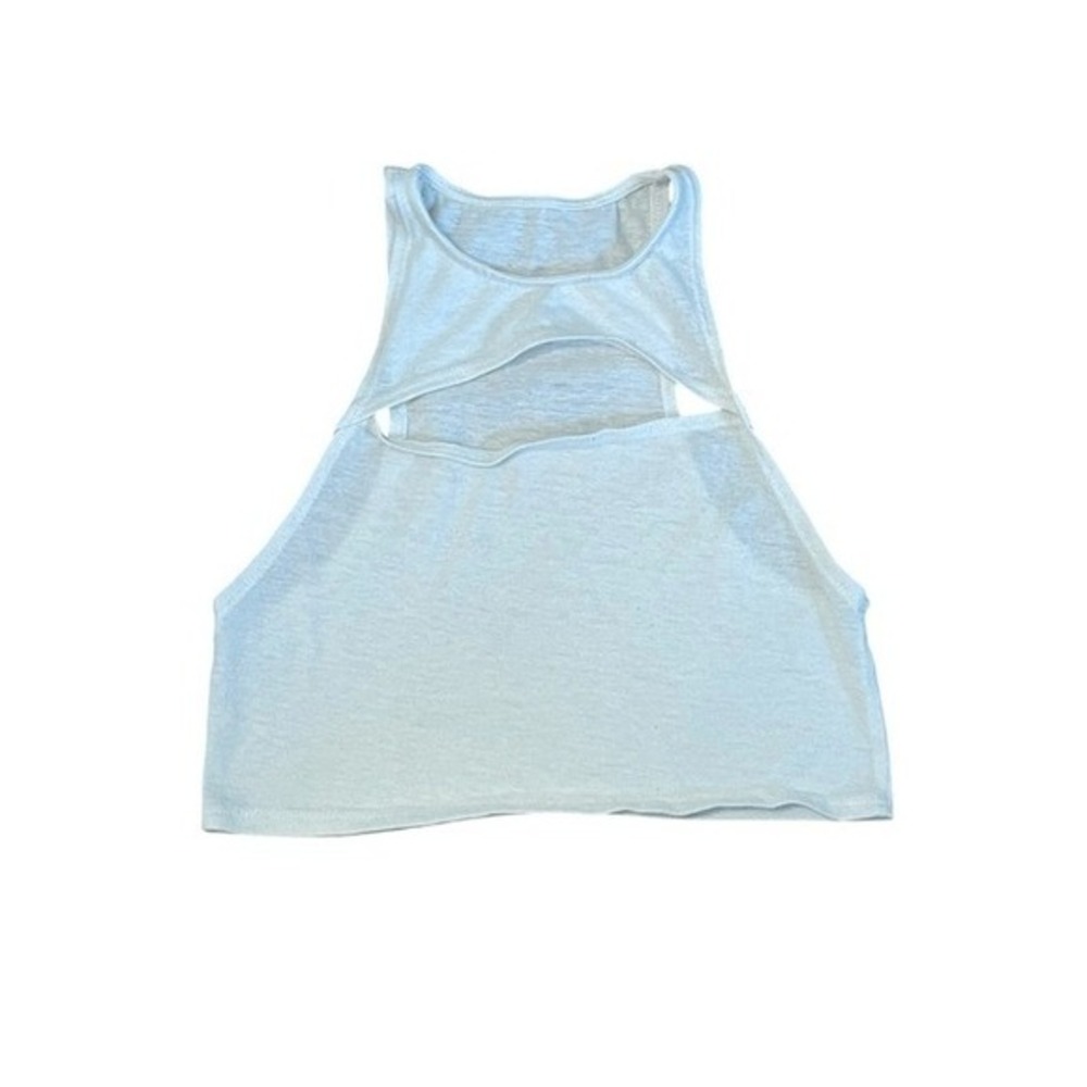 Project Social T Cropped Keyhole Tank Top White Lightweight Knit Sleeveless S